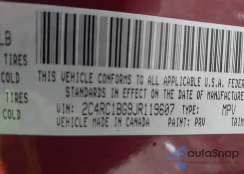 2018 Chrysler Pacifica Touring L z USA, uszkodzony, nr VIN 2C4RC1BG9JR119607